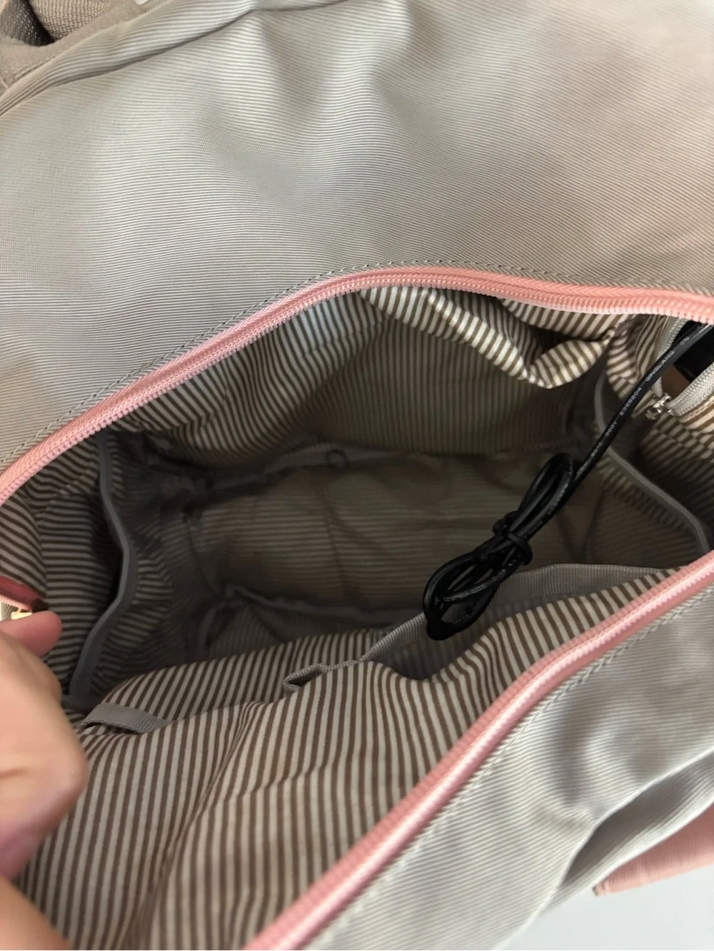 Two-Tone Pink and Taupe Women’s Backpack Purse with built in charging ports